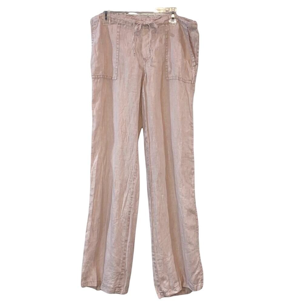 Victoria's Secret Linen Blend Pants Light Pink Flax Drawstring Wide Leg Size 0